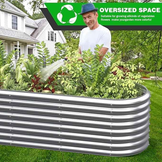BTDVR 8FT(L)×2FT(W)×2FT(H) Raised Garden Bed Outdoor for Vegetable 9 in 1 Adjustable Clearance Raised Garden Beds for Flower Garden Planter Box for Herb Fruit