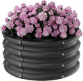 Round Galvanized Raised Garden Bed Kit 2 x 2 x 1ft Jett Black Galvanized Garden Boxes Outdoor for Vegetables
