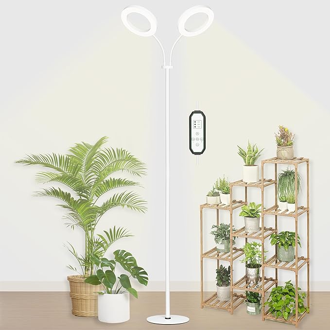 Grow Light for Indoor Plants Full Spectrum LED Tall Plant Lights with Timer Standing Floor Growing Lamp Height Adjustable for Large Plants (40W/White)