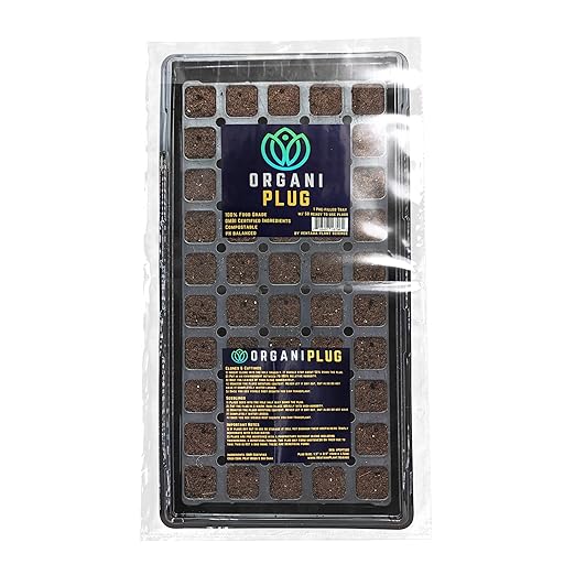 VPS OrganiPlug Hydroponic Seed Starter Plugs 50 pcs in 1 Prefilled Tray Rapid Root Planting Pods for Seedling Clone Cutting Promotes Plant Flower Vegetable Growth w/Organic Soil Ingredients