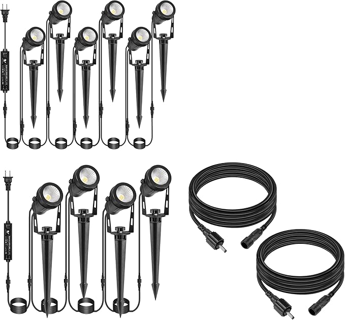 Low Voltage Landscape Lights 6 Pack+Outdoor Landscape Lights 4 Pack+2 Pack Extension Cable 2 * 6.5ft