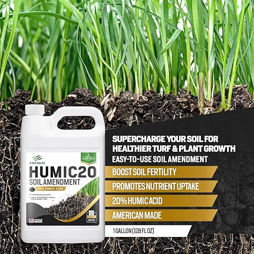 1 Gallon 20% Humic Acid for Lawn - Covers 20000 sq ft Humic20 Soil Amendments Ideal Soil Conditioner for Lawns Promotes Aeration &amp Better Structure for Stronger Roots &amp Healthy Grass Growt