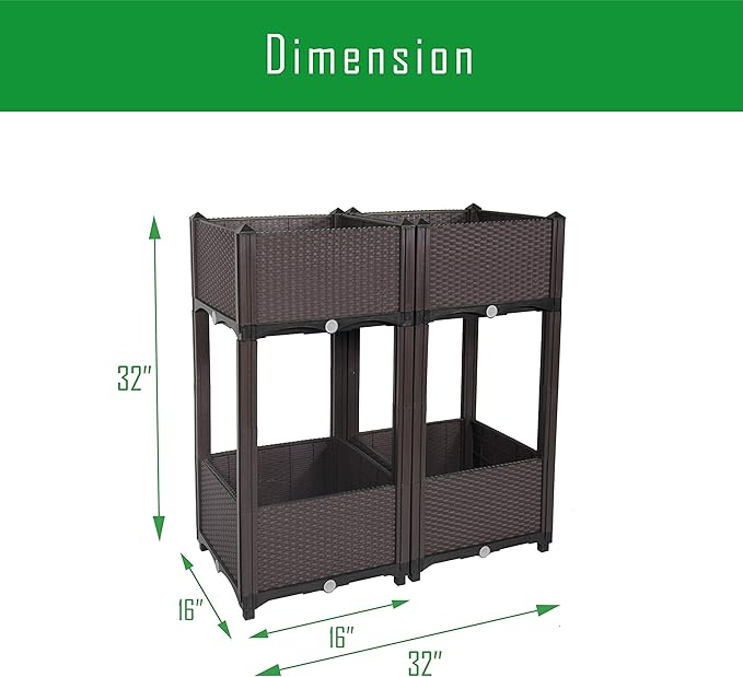 D'vine Dev Raised Beds - Elevated Garden Box with Drainage Plug Standing Planter Beds for Vegetable/Flower/Herb Gardening Kit RGB-4