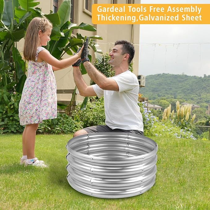 Garden Galvanized Raised Garden Bed Kit - Metal Planter Boxes for Vegetables/Herbs/Flowers Heavy-Duty Steel Outdoor Garden Box with Reinforced Edges(4X4X1FT)