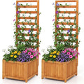 BECOMFORT 48”H Raised Garden Bed with Trellis Fir Wood Planter Box with Drainage Holes &amp Gaps for Climbing Plants Vegetables &amp Flowers Outdoor Privacy Planters for Patio Balcony Yard