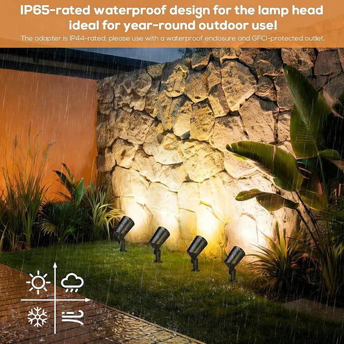 SUNTHIN Outdoor Landscape Lights 8 Pack 600LM per Light Retro Aluminum Light Socket