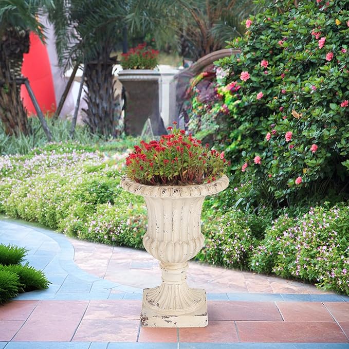 Planter Antique White 19.25'' H