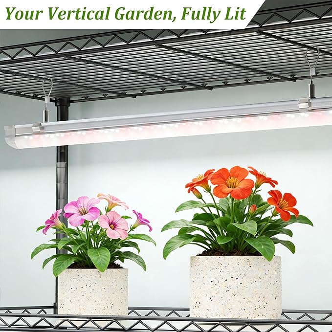 Plant Stand with Grow Light 6-Tier DIY Plant Shelf with Grow Lights for Seedlings Greenhouse Indoor 8 Pack 5000K 192W LED Full Spectrum Growing Lamp with Rack Wheel 29x13.5x73.5