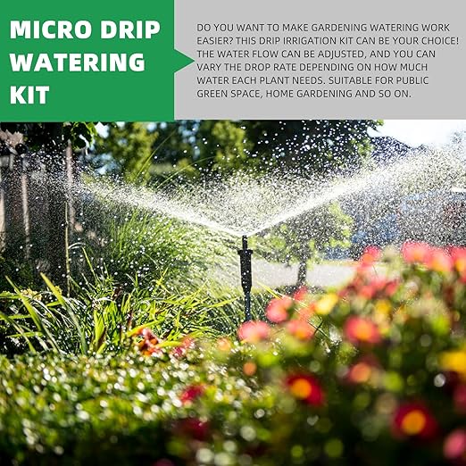GLEAVI Automatic Drip Irrigation Kit 15m Garden Watering System DIY Micro Drip Sprinkler for Greenhouse Lawn and Patio Plant Irrigation