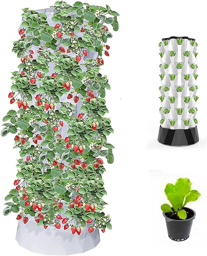Vertical Hydroponic Tower GardenIndoor And Outdoor Hydroponic Growing Kit Diy Soilless Growing With 48/64/80 Growing Points For Growing Herbs Fruits And Vegetables10layers