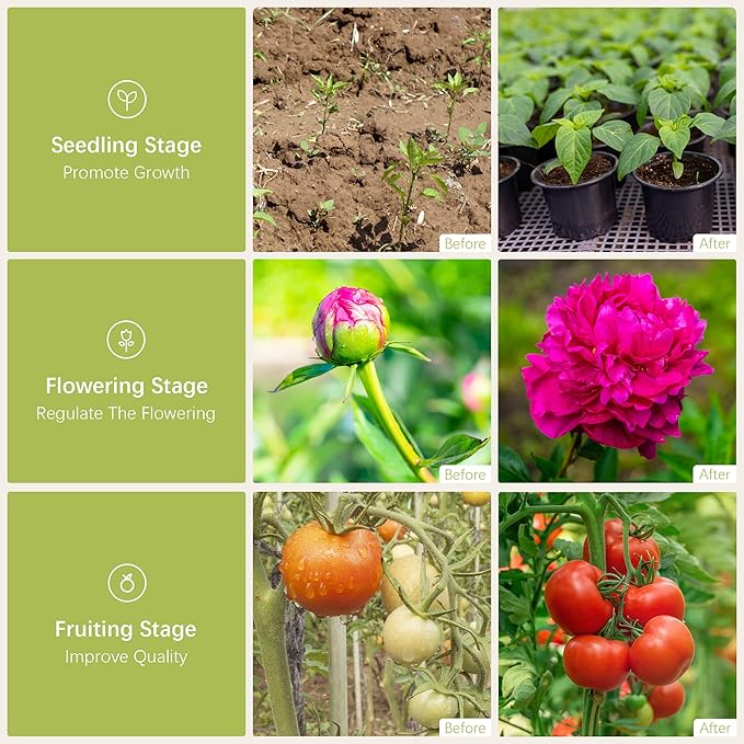 Outdoor LED Grow Light Waterproof String Plant Growing Light 21 FT Full Spectrum Growth Light Suitable for Garden Farm Flower Seedling Greenhouse Grow Light (6 Light)