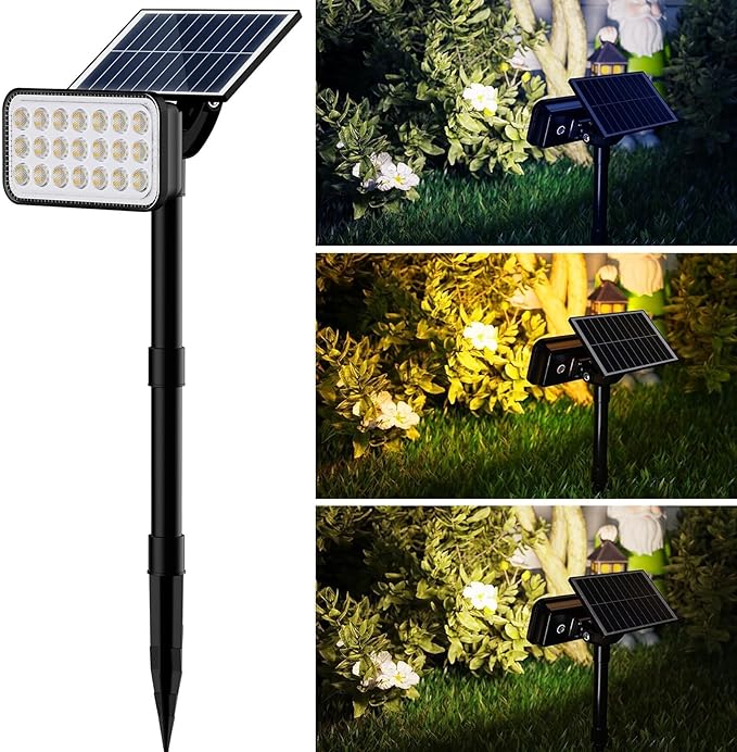 Solar Spotlights - Landscape Garden Lights IP65 Outdoor Ultra-Bright Waterproof Ground-Mounted Lawn Lights 5 Lighting Modes 360° Adjustable 2-in-1 Solar Powered(1PCS(1.8w-5.5V))