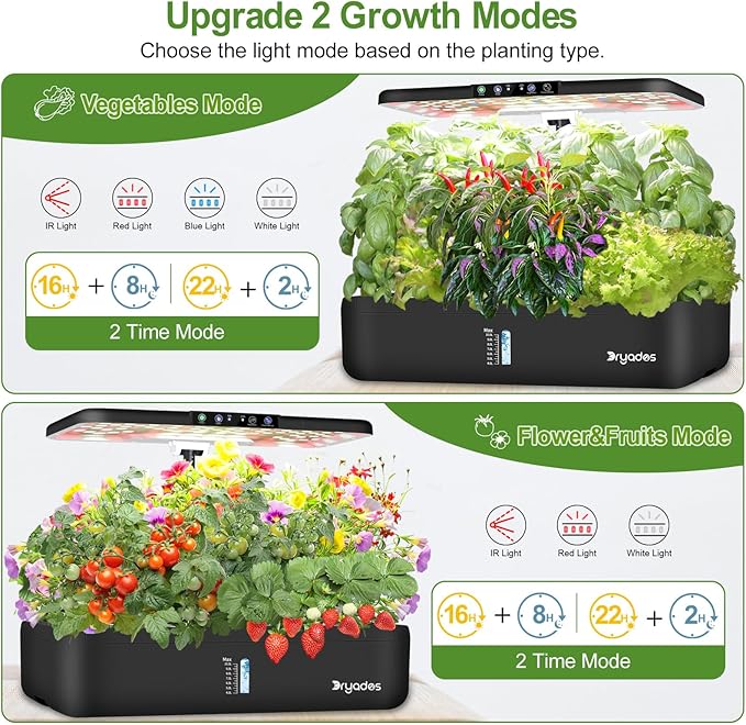 22 Pods Hydroponics Growing System with LED Grow Light Indoor Herb Garden Kit for Vegetables Lettuce Strawberries Fruits &amp Flowers Automatic Light Modes No Seeds Included