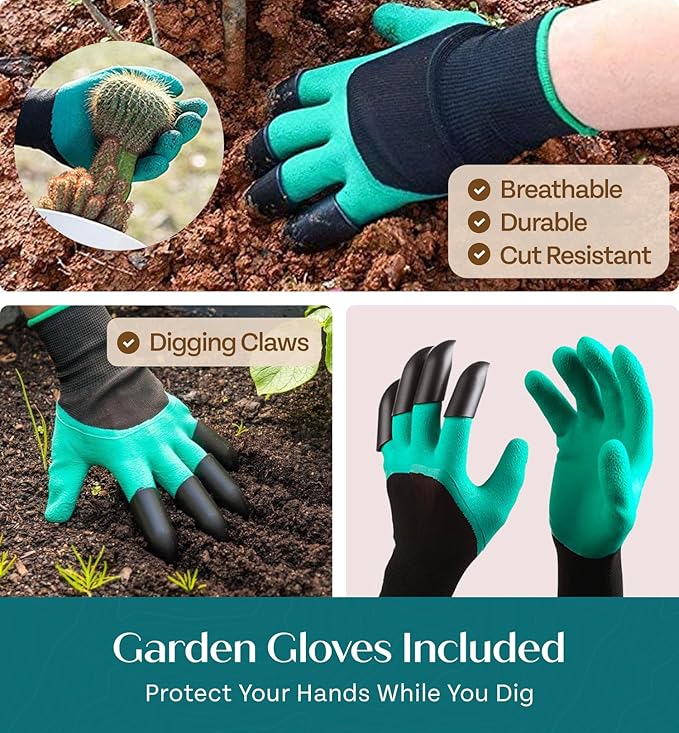 Heavy Duty Garden Tools Floral Set - Rust Proof Non-Slip Durable Gardening Supplies - Ergonomic Hand Tools - Ideal Gardening Gifts for Women Men Mom Dad