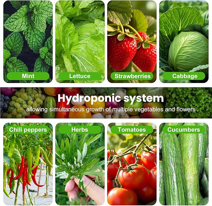 6-Tier Hydroponic Grow Tower Kit 30 Holes Planting Sites Indoor Garden System with Water Pump Self-Watering Vertical Gardening Kit for Lettuce Herbs Strawberries Vegetables Flowers 34H White