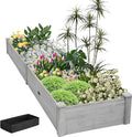8x2ft Outdoor Wooden Raised Garden BedElevated Planting Planter Box for Vegetables/Garden/Lawn/PatioGray 96 x 24 x 9in