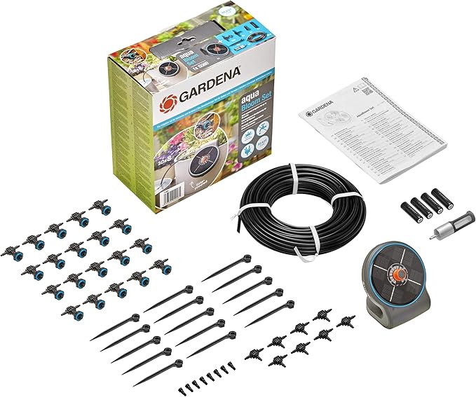 Gardena 13300-20 AquaBloom Solar-Powered Irrigation Pump/Timer Set: Water 20 Indoor/Outdoor Plants up to 13ft High All Year Long No Electricity/Water Connection Needed - Made in Germany