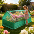 Galvanized Raised Garden Bed with Small Greenhouse for Outside 6x3x1ft High-Density PE Plant Cover with 2 Large Screen Windows Metal Planter Box for Vegetable Flower Herb Succulent