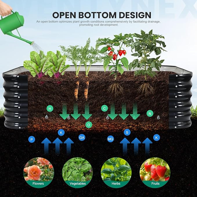 5×3×1.4FT Galvanized Raised Garden Bed Outdoor Metal Raised Garden Bed Kit Large Planter Raised Beds 4 In1 Modular Raised Planter Box OutdoorRaised Beds for Gardening for Vegetables Flowers Herbs