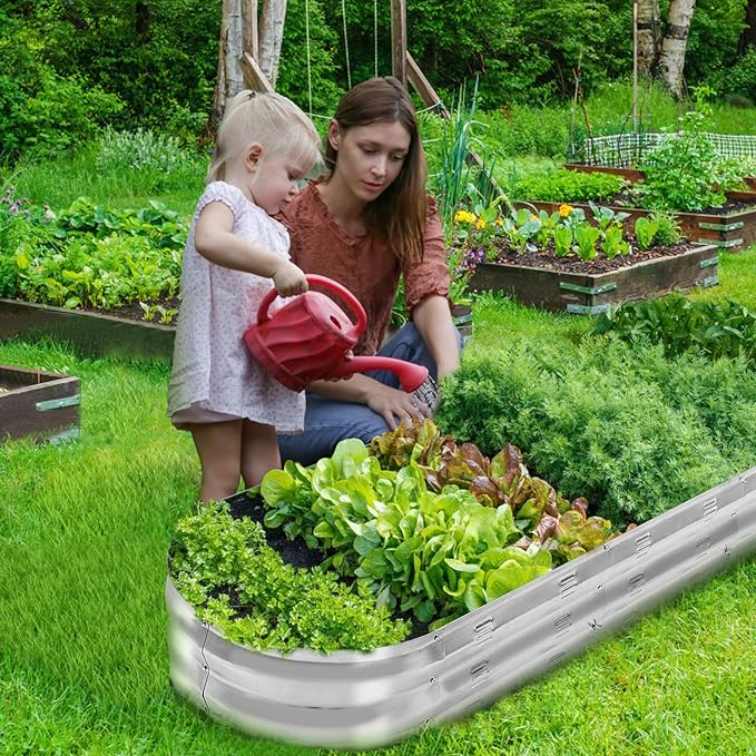 GADI 67-Inch Galvanized Raised Garden Bed Metal Planter Box for Vegetables and Flowers Large Outdoor Gardening Kit Easy DIY Assembly Weather-Resistant &amp Rust-Proof
