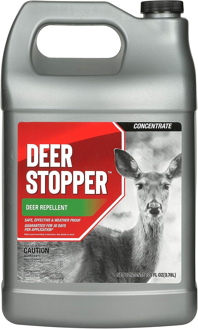 Deer Stopper Liquid Animal Stopper Repellent All Natural Effective All Year Round Safe for People and Pets No Harsh Chemicals Ready to Use Deer &amp Moose Repellent - 1 Gallon Concentrate