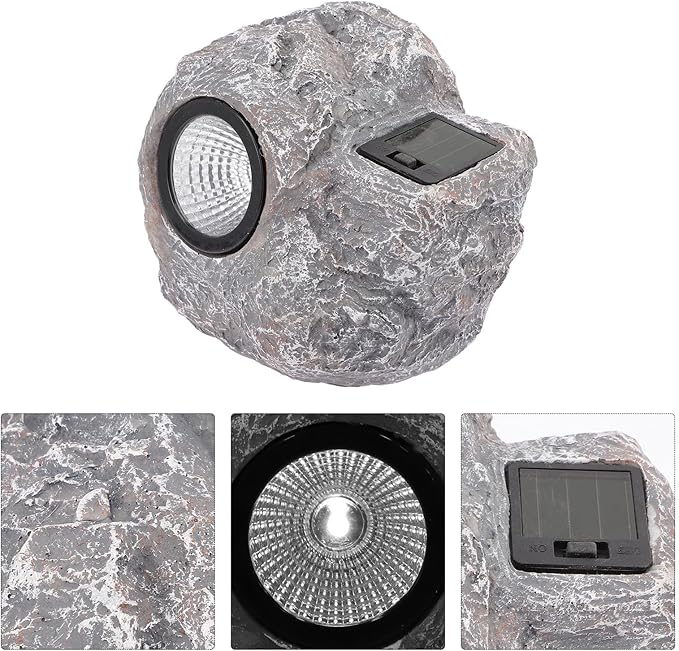 Solar LED Solar Lamp Outdoor Yard Landscape Light Waterproof Resin Stone Garden Decorative Spotlight for Patio Backyard