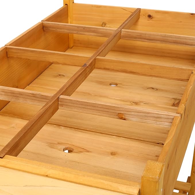 8 Pockets Horticulture Raised Garden Bed Elevated Wood Planter Box Stand Herb Garden Bed with Foldable Side Table and Storage Shelf Raised Bed for Herb Vegetables Flowers (8 Pockets+Side Table)