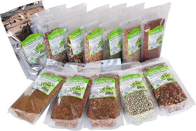 Handy Pantry Organic Sprouting Seed Assortments - Microgreens Sprout Seeds Variety Pack (12 Pack - Beginners Dozen)