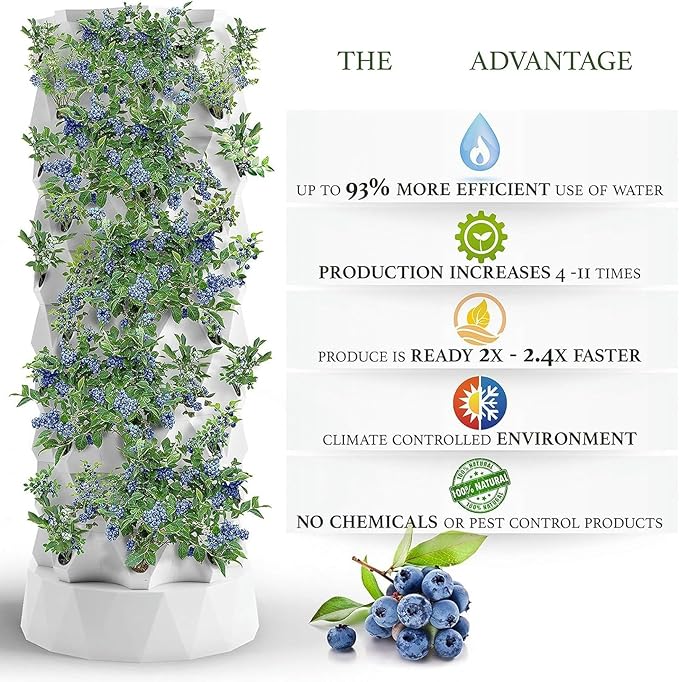 Hydroponics Growing System Vertical Tower Automated Aeroponics Indoor Tower Garden - Aquaponics Growing Kits for Fresh Herb Garden Fruits &amp Vegetables 48Pots