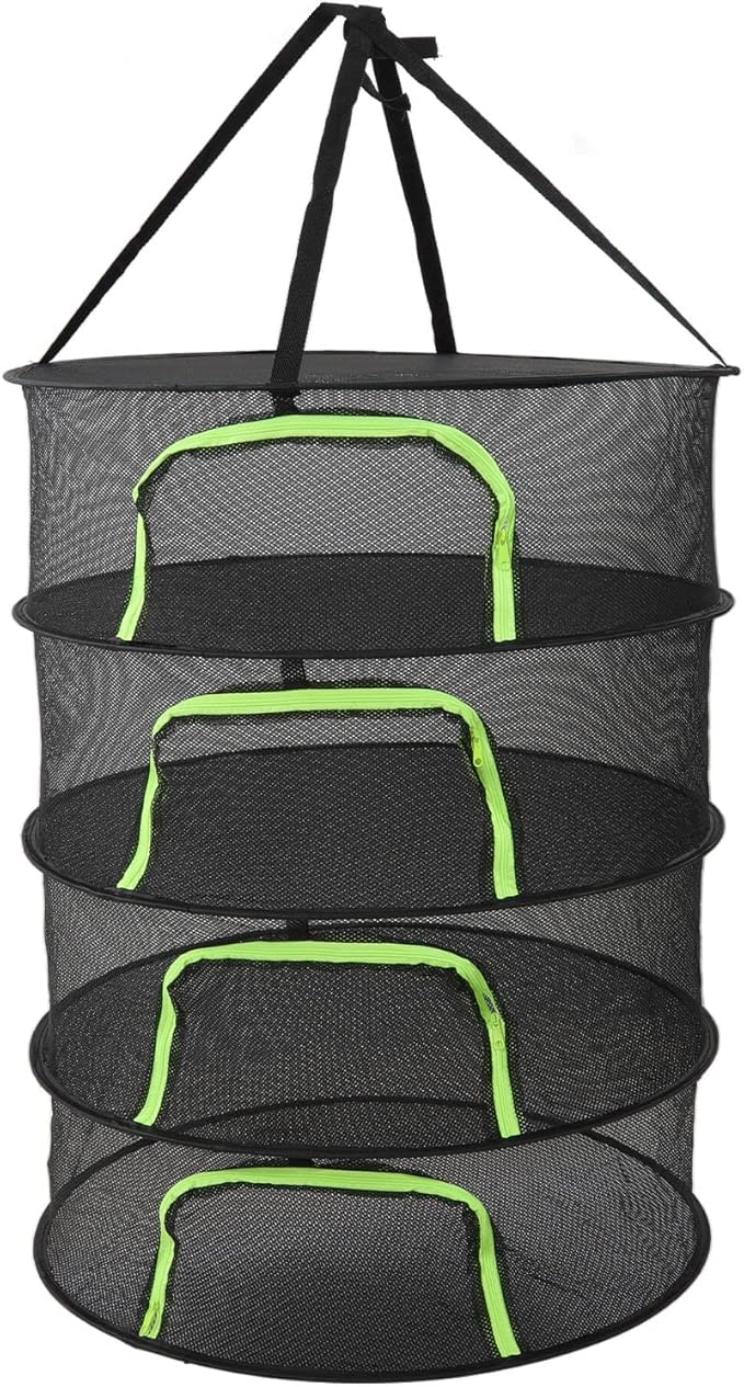 Herbs Drying Net Foldable Plant Drying Net 60cm Diameter Herbs Buds Dry Net with Storage Bag for Outdoor (4th Floor)
