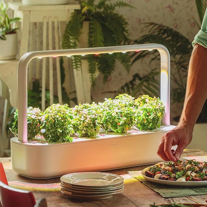 Click &amp Grow Indoor Herb Garden Kit with Grow Light | Easier Than Hydroponics Growing System | Smart Garden for Home Kitchen Windowsill | Vegetable &amp Herb Garden Starter Kit with 9 Plant pods