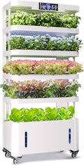 Large Hydroponics Growing System 148-Pod Vertical Indoor Garden Hydroponic Tower with Full-Spectrum Grow Lights Ultra-Quiet Pump Dual Water Tanks 30-Day Self-Managed for Home &amp Commercial