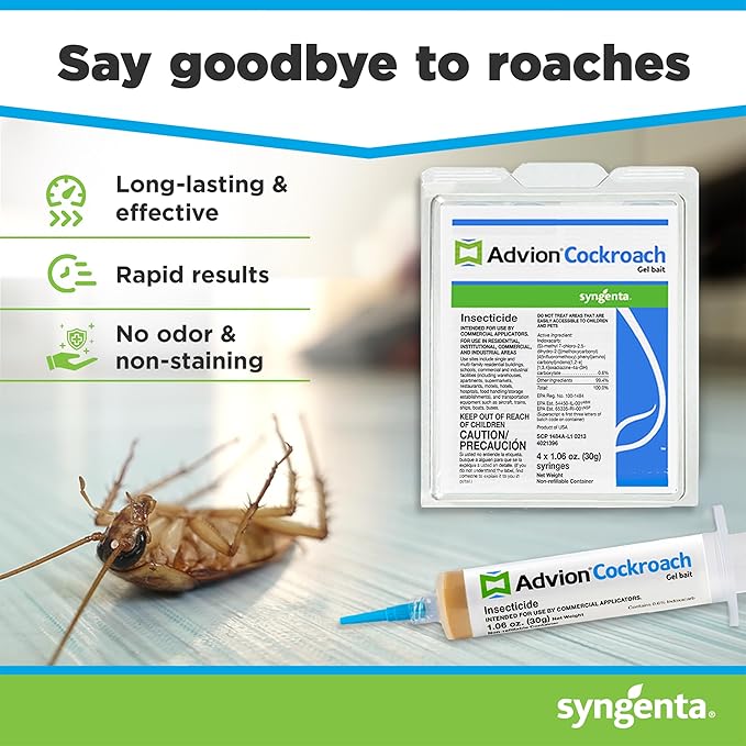 Advion Cockroach Gel Bait 4 Tubes x 30-Grams 4 Plunger and 4 Tips (Pack of 2)
