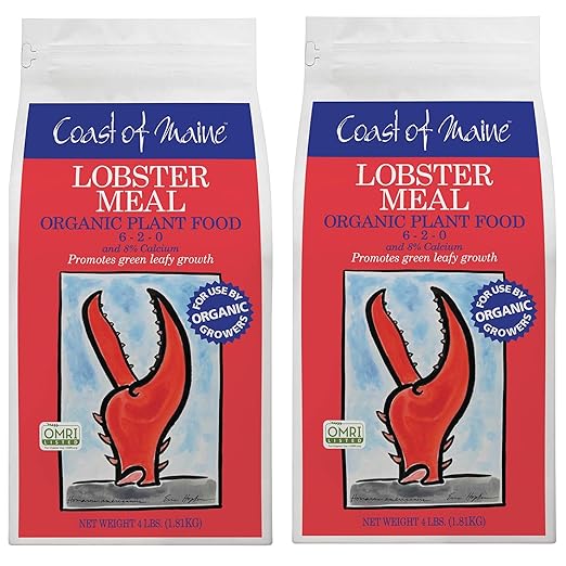 Coast of Maine Lobster Meal 4lb (Pack of 2) Organic Plant Food and Calcium OMRI Listed - for Green Leafy Growth