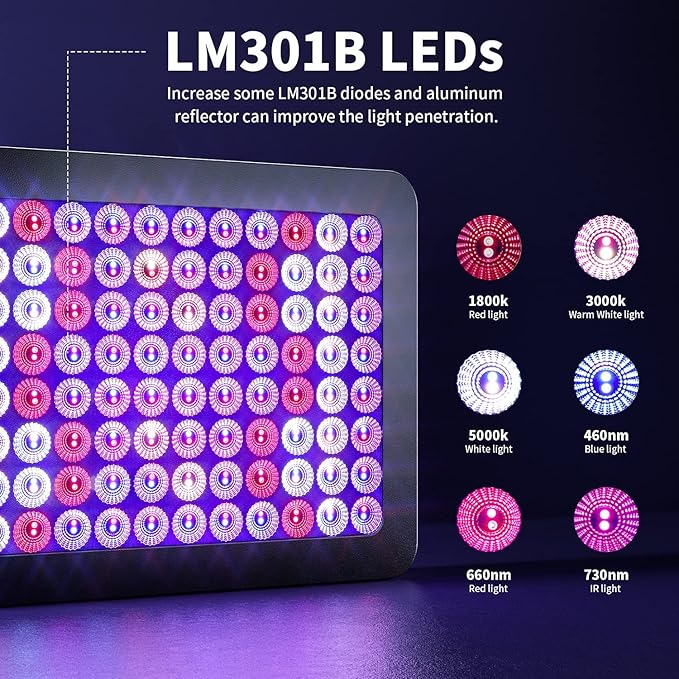 DC Series 2000W LED Grow Light Full Spectrum Dual-Chip Growing Lamp for Hydroponic Indoor Plants Veg and Flower