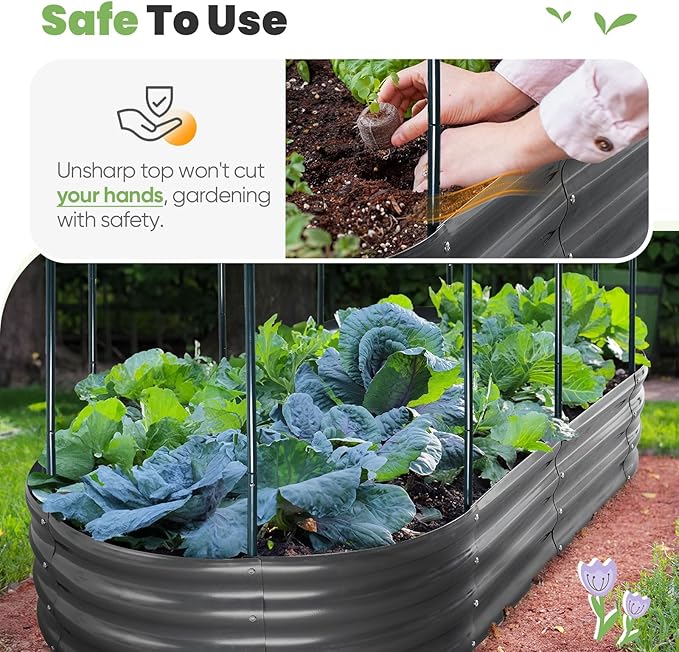 KING BIRD Raised Garden Bed with Cover Galvanized Oval Planter Garden Box Outdoor for Gardening Vegetables Flowers Clear