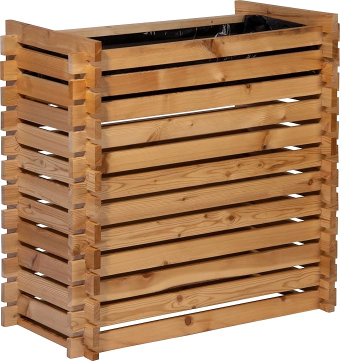 Raised bed with plug-in system planter with plant film 79 x 39 x 79 cm larch natural Wood Plastic L