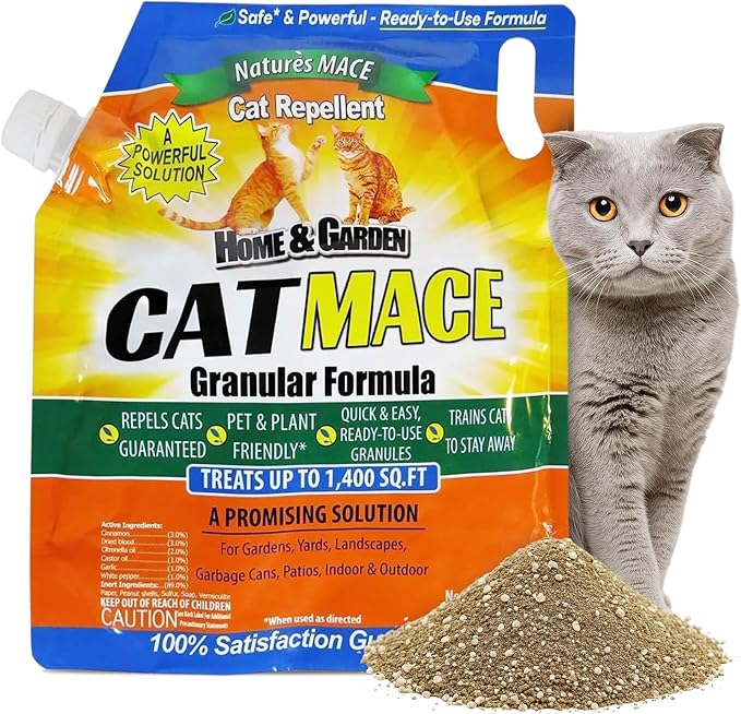 Nature's Mace Cat Mace 2.5lb Granular Cat Repellent Outdoor to Keep Cats Away Keep Cats Out of Yard Permanently with Consistent Use for Garden Plants No-Dig Stray Deterrent