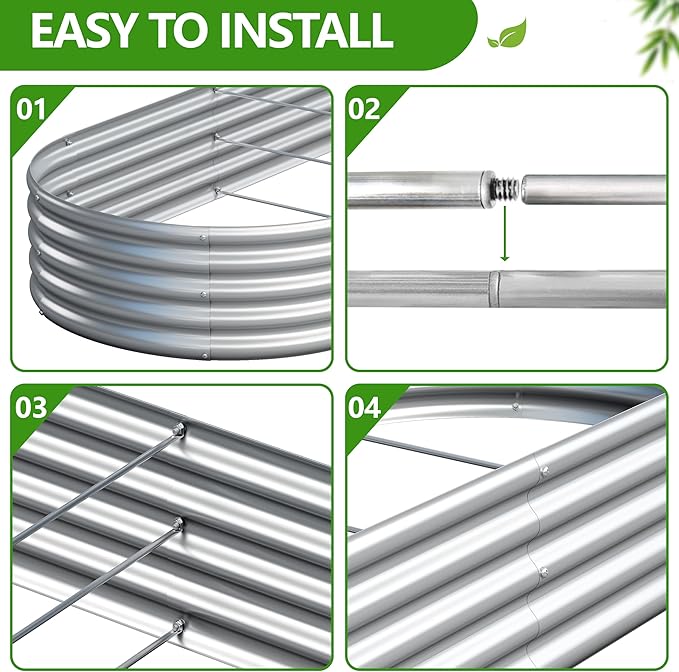 2PCS 6x3x1ft Galvanized Metal Raised Garden Bed KitOutdoor Planter Box VegetablesFlowersHerbs Durable Rust-Resistant Patio Gardening Beds