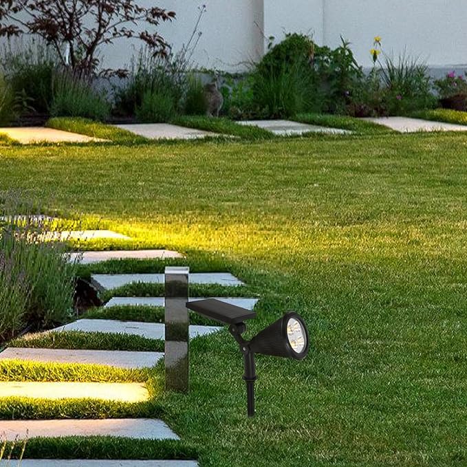 Solar Spotlights Outdoor 4led Warm Light Solar Garden Lights Waterproof Landscape Lighting with 3 Modes for Yard Pathway and Patio