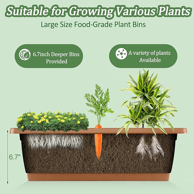 TEANDE Vertical Raised Garden Bed 5-Tier Elevated Planter Box w/Drainage System &amp 4 Hooks for Herbs Vegetables Flowers Vertical Garden Planter for Patio Yard Indoor Outdoor