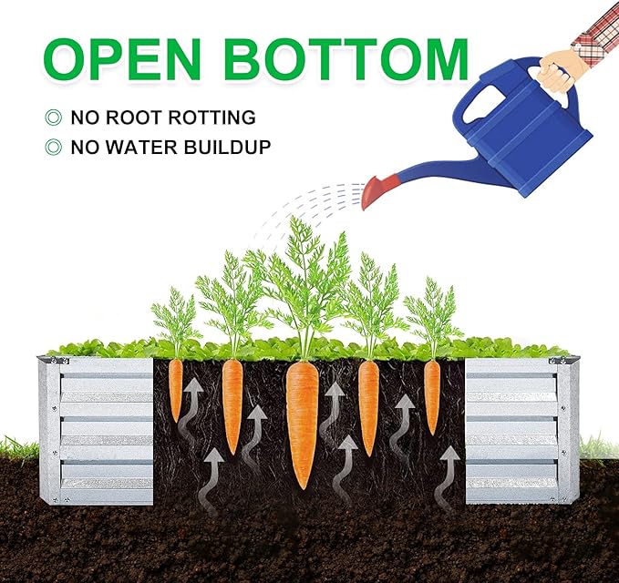 Galvanized Raised Garden Bed 2pcs Pack - Metal Raised Bed Garden Kit 4'x8'x1' for Flower Planters Vegetables Herb