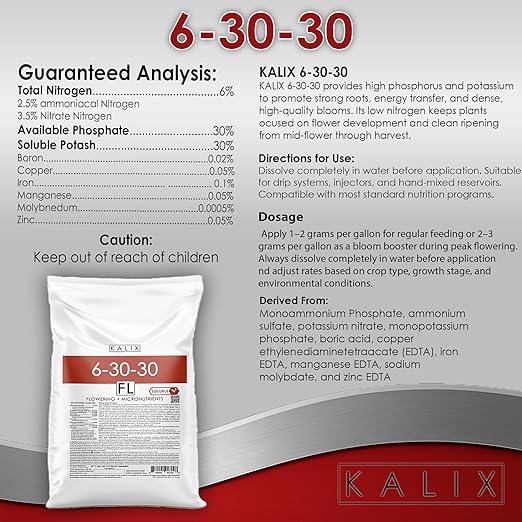 KALIX 6-30-30 Water Soluble Fertilizer | High Phosphorus &amp Potassium Bloom Booster for Flowers Fruits Vegetables Lawns &amp Ornamentals | Promotes Root Development Bud Set &amp Vibrant Bloom