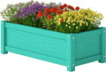 HDPE Planter Box All-Weather Outdoor Garden Bed Easy to Assemble Drainage System Low Maintenance Non-Fading for Flower/Herb/Seed (Aruba Blue)