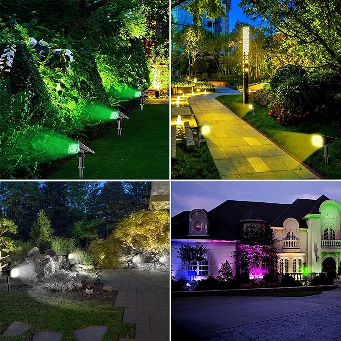 LED Solar Light Outdoor Graden Spotlights IP65 Waterproof Powered Security Landscape Lights Auto On/OffIn-ground/Wall Lampfor Garden/Patio/Driveway/Pond/Deck(White2PCS (3w-5.5V))