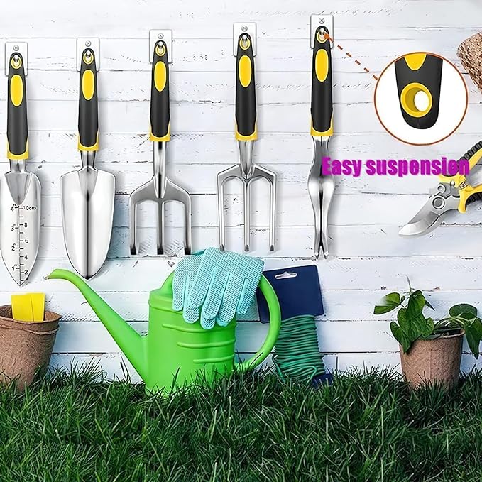 Garden Tool Set with Storage Bag 6-Piece Aluminum Alloy Hand Tools Ergonomic Handles Includes Trowel Pruner Cultivator Fork