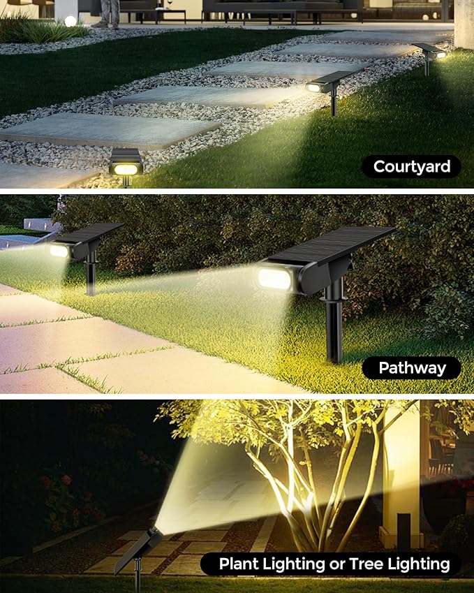 RGB Christmas Solar Spot Lights Outdoor 12 RGB Color Modes Landscape Light Waterproof IP67 with Remote Control 2-in-1 Color Changing RGB/Cool/Warm White for Yard Garden Christmas 4 Pack