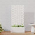 Casaphoria Metal Raised Garden Bed with Trellis 59x30x12 Planter Box for Climbing Plants Vegetables &amp Vines Features Drainage Holes and Privacy Screen White-Brick