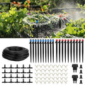 110Ft DIY Irrigation System with Drip Vortex Watering Sprinkler Nozzles 1/4 Garden Misting System with Hose Tubing Connectors Clamps Drip Emitters for Greenhouse Patio Lawn Raised Bed Outdoor