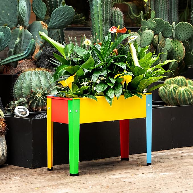 Metal Raised Garden BedRaised Planter Box with LegsHerbs and Vegetables Planter Suitable for Outdoor Patio Deck and Porch (Multi Color)